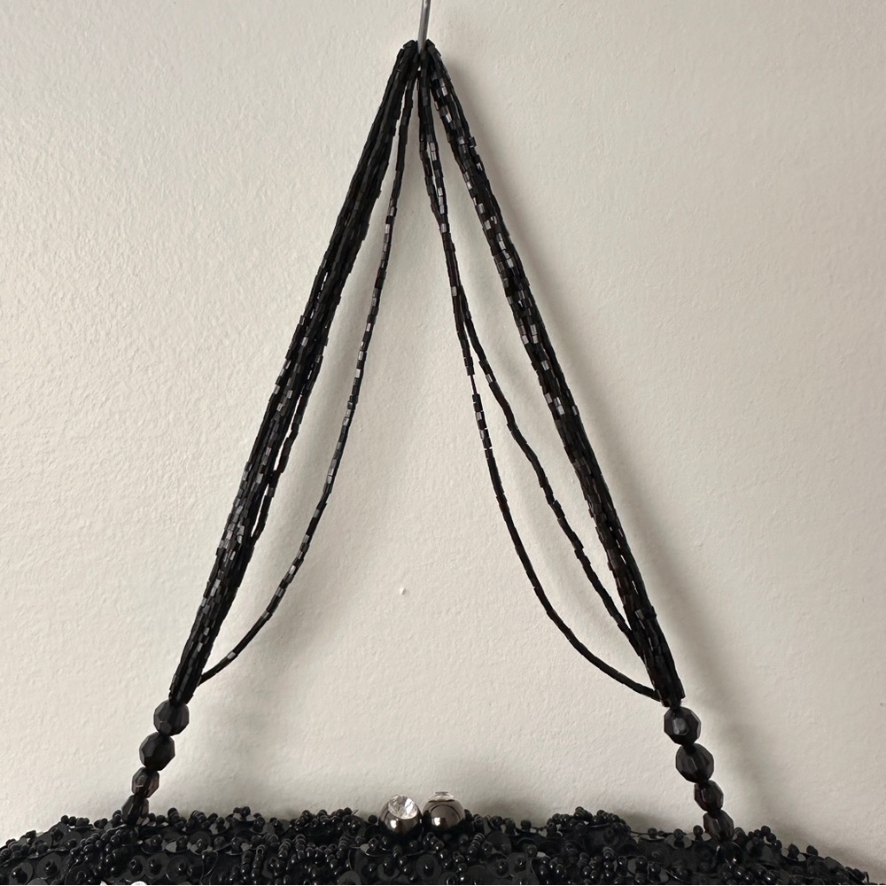 Vintage Elegant FRANCHI Black Beaded Sequin Cocktail Evening Bag Purse - Picture 10 of 16